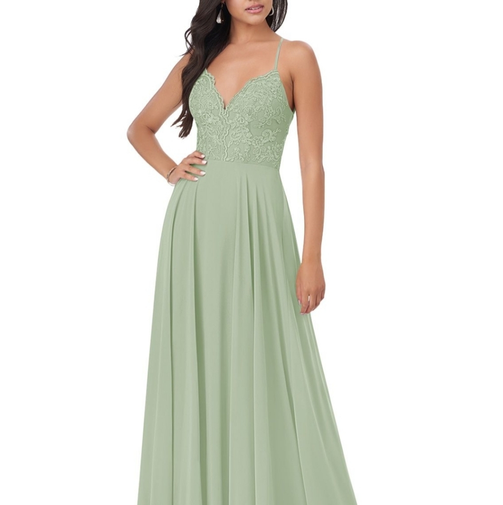 Azazie bridesmaid dress dusty sage green